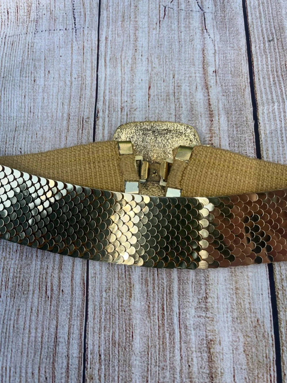 Vintage Bobby & Elaine Gold scale Stretchy Belt